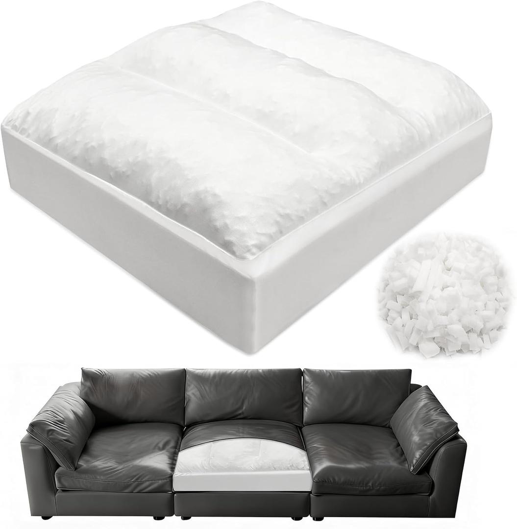 Replacement Couch Cushion 24"X 27"X 6"-7" Top Layer Shredded Foam and 30d Solid High-Density Sponge Sofa Cushions Replacement Insert Soft Supportive Sofa Seat Cushion