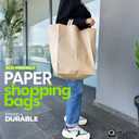 Qutuus Large Paper Bags with Handles Bulk - 50 Pcs 12x7x14 Large Paper Grocery Shopping Bags with Handles, Brown Sacks for Groceries, Recycling, Delivery, Take Out, To Go, Retail