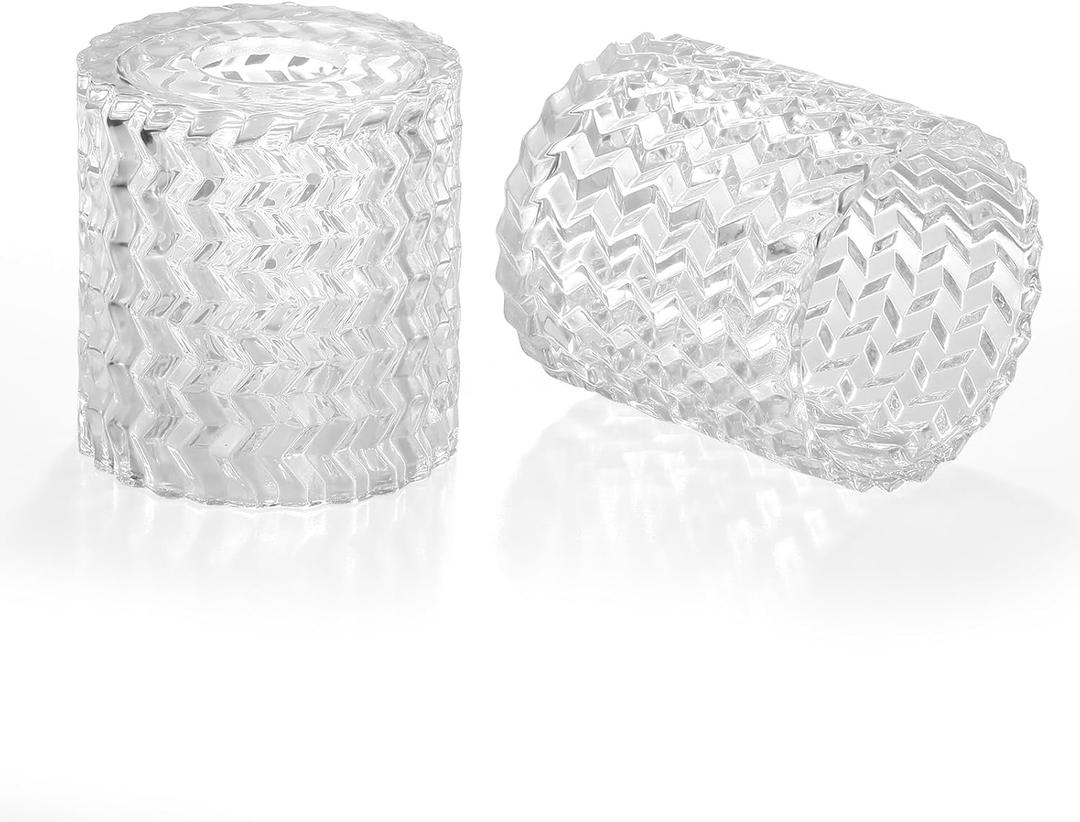 1 Pack Corrugated Clear Glass Lamp Shades with 1-5/8 inch Fitter,Wave Cylinder Glass Shade Covers Replacement Globe for Pendant Light fixtures Vanity Lights Wall Sconces Chandelier