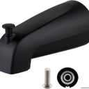 Bathroom Tub Spout Plastic Non-Metallic Fits 4 Inch Reach Wall Front Mount Slip-on Tub Spout with 1/2'' Copper Water Tube with Hex Wrench, Matte Black (1 Pack)