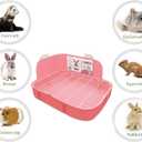 KAMEIOU Ferret Galesaur Guinea Pig Bunny Rabbit Toilet Potty Trainer with Stainless Steel Panel Rabbits Corner Litter Pan Bedding Box for Small Animal Bunny Rabbit Ferret Cage Toilet Pan