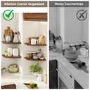 Realgulf Corner Shelves 4-Pack for Bathroom & Kitchen, Space-Saving Floating Corner Wall Shelf with Easy Installation- Brown