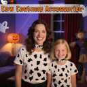 2 x Cow Costume Accessories for Women - Cow Bell Choker & Felt Print Stickers, Cowbell Necklace Collar Outfit for Adult, Halloween Animal Cosplay Costumes DIY Dress Up