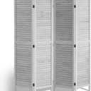 VEVOR Wood Room Divider, 4 Panel Folding Privacy Screen, 66.9 Inches Tall Indoor Wooden Partition, Portable Decoration Screen, for Room Separation, Home, Office, Restaurant & Bedroom (Light Grey)