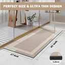 YDKGL Non Slip Long Bath Mat Bathroom Runner, Rubber Backing Ultra Thin Bathroom Rugs Fit Under Door Quick Dry Super Absorbent Washable Bath Rug Shower Mat for Bathtub Sink Floor, Beige 17"x47"