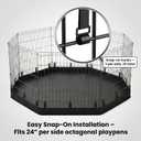 PJYuCien Octagonal Playpen Bottom Pad for 24" Side Metal Pet Pen, Waterproof 600D Oxford with Raised Edges & Snap Hooks, Washable for Puppy Small Animals, Black, No Pen: 00-Inch High, Only Bottom Pad 