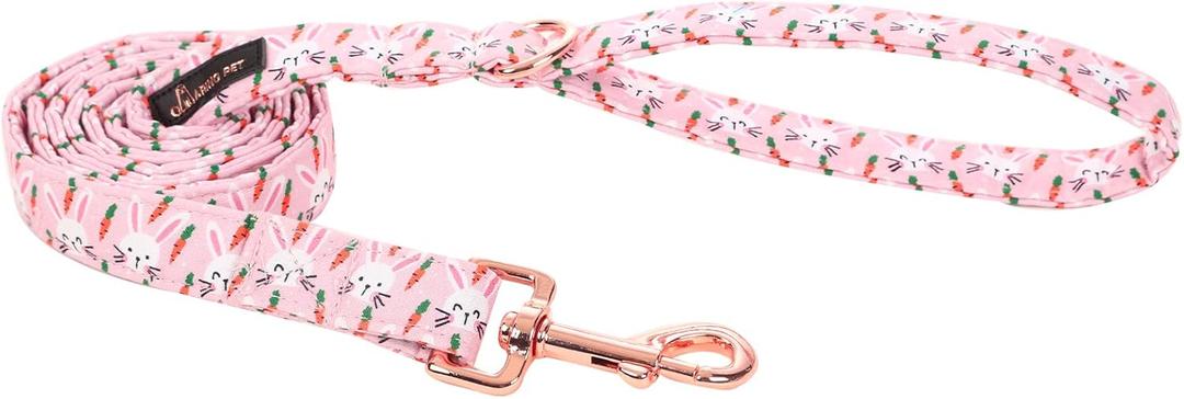 ARING PET Easter Dog Leash, Cute Rabbit Dog Leashes Matching Dog Collars, Cotton Handmade Walking Carrots Dog Leash for Small Medium Large Dogs and Cats