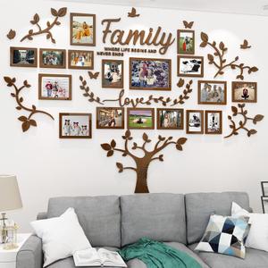 Family Tree Wall Decor - Picture Frames Collage 4x6 5x7 8x10 11x14 3D DIY-Acrylic Photo Frame for Living Room Brown 57 * 81in (large)