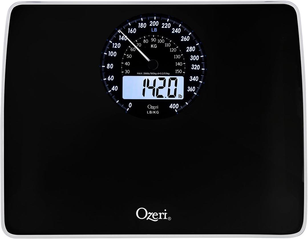 Ozeri Rev Digital Weight Scale with Electro-Mechanical Weight Dial and 50 Gram Sensor Technology (0.1 lbs / 0.05 kg) (Black)