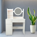 Vanity Desk with Mirror And Lights Multifunction Modern Lighted Mirror Makeup Vanity Table with 2 Drawers for Bedroom