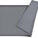 Dog Food Mat,Silicone Waterproof Food Tray,Non Slip Pet Bowl Mats Placemat,0.8" Raised Edge,Suitable for Most Small and Medium Sized Pets,28" x 18" (Grey)