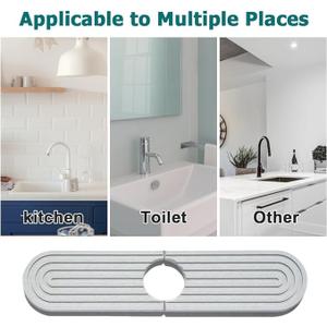 2 PCS Sink Faucet Guard Mat,Diatomite Faucet Handle Drip Catcher Tray Fast Drying for Kitchen Bathroom Countertop (Dark Gray 45*10cm)