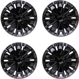 Hubcap Wheel Cover Replacement R14 Hub Caps Universal-Fit Steel Wheel Rim Cover ABS Material Exterior Accessories for Car Truck SUV -Set of 414-inch, Black