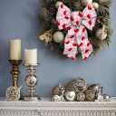 2 Pieces Valentines Bows for Wreath, Valentine's Day Wreath Bows Pink Buffalo Plaid Bows Red Heart Craft Bows Ornaments Farmhouse Tree Bows for Front Door Wedding Valentines Decorations