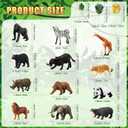 18 Pcs Jungle Animal Cake Toppers 12 Realistic Wild Forest Animals Figures 6 Artificial Palm Leaves Decor for Jungle Theme Birthday Party Favors