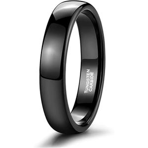 TRUMIUM 2mm 4mm 6mm 8mm Black Tungsten Ring for Men Women Wedding Band Domed High Polish Comfort Fit 4-15  Size 5