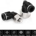 5PCS Pneumatic Female Elbow 3/8" Tube OD x 1/4" NPT Thread Push to Connect Fittings, 90 Degree NPT Female Nickel Plated Brass Quick Connector for Air Compressor Air Bag