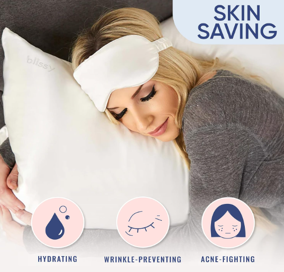 Blissy Silk Pillowcase - 100% Pure Mulberry Silk - 22 Momme 6A High-Grade Fibers - Silk Pillow Cover for Hair & Skin - Regular, Queen & King (Blissy White, Standard)