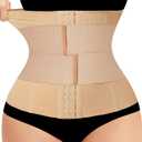 LODAY Waist Trainer Corset Shapewear Tummy Control Body Shaper Waist Cincher for Women Postpartum Belly Band Wrap (Large, Beige(adjustable Belt,hook))