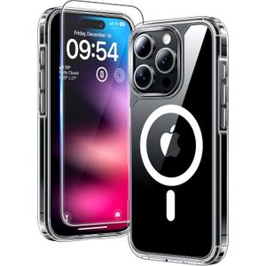 TAURI for iPhone 16 Pro Max Case, Compatible with MagSafe, with Screen Protectors, Not-Yellowing Military-Grade Protection, Shockproof Slim Magnetic Case for 16 ProMax 6.9", Clear