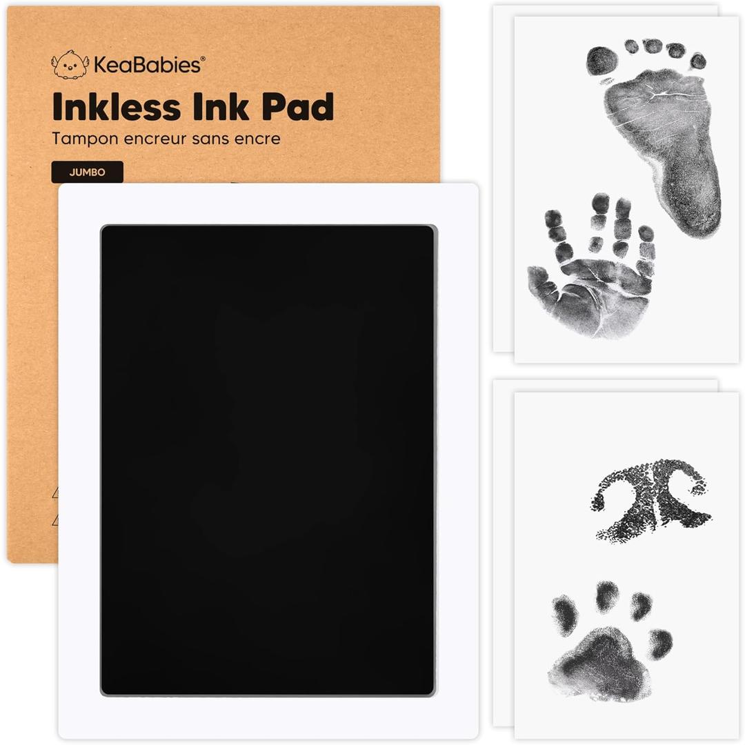 KeaBabies 1-Pack Inkless Baby Hand and Footprint Kit - Mess Free Ink Pad for Newborn Keepsake, Dog Nose & Paw Print Kit, Clean Touch Ink Pad for Baby Hand & Footprints,First Mother's Day(Jet Black)