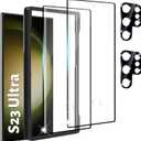 [2+2 Pack] Screen Protector Compatible with Galaxy S23 Ultra 5G - 2 Tempered Glass with 2 Camera Lens Protectors, High Clarity, Anti-Shatter, Bubble Free