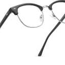 Blue Light Blocking Glasses Vintage Half Frame UV Clear Lens Anti Eyestrain Computer Gaming Glasses for Women Men (A1-matte Black Silver Frame)