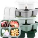 Honeydak 5 Pack Snack Containers 4 Compartment Bento Snack Boxes Reusable Lunchable Containers with Lids Divided Meal Prep Lunch Food Storage Box for School Work Travel(Sage,Equal)