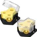 12V Power Distribution Block Car Audio Amp Splitter 2 Way 0/2/4 Gauge in 4/6/8 Gauge Out Ground Distribution Block for Automotive Car Boat