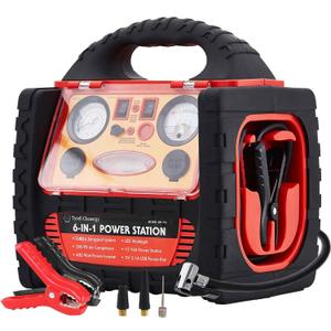 2200 Amp Car Jump Starter with Air Compressor,Portable Power Station with 260 PSI Tire Inflator,400W Power Inverter Dual AC/DC Ports,2.1A USB Port,Battery Clamps