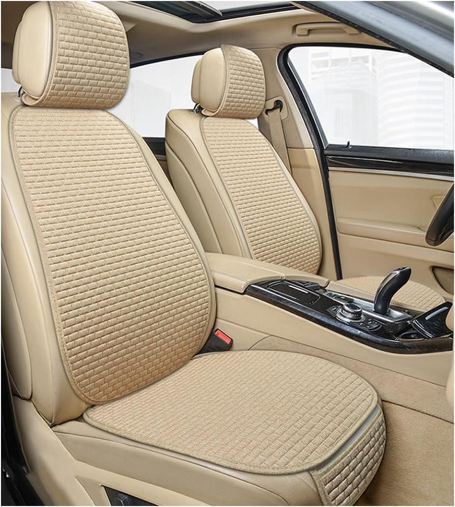 4PCS Car Seat Cover Pad, Breathable Auto Front Seat Bottom Cushion Mat & Seatback Cover, Soft Comfortable Vehicle Full Seat Protector, Universal Truck SUV Car Accessories (Beige)
