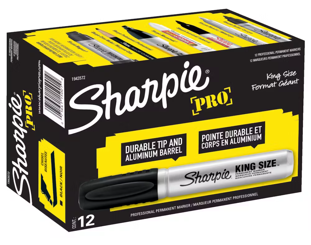 Sharpie Industrial Permanent Markers, Fine Point, Black, Box of 12( Pack Of 2 )
