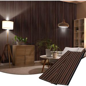 BUBOS Acoustic Wood Wall Panels,2 Pack 47.2 x 12.8 Wood Slat Wall Panels,Soundproof Wall Panels for Living Room,Bedroom,Kitchen & Offices,Natural Walnut