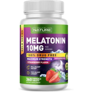 Built by Nature Melatonin 10 mg Melatonin Sleep Gummies Alternative for Adults - Extra Strength Drug Free Sleeping Support Strawberry Flavor Sleep Aid, Naturally Flavored 360 Chewable Tablets BB Jun 22 2028