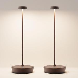 2Pack Cordless LED Table LampRechargeable Battery Desk Lamps, 3 Color Stepless Dimmable Metal Battery Table Lamps, Portable Waterproof Table Light for Indoor/Outdoor/Restaurant