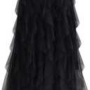 kydely Tulle Skirts for Women Long Length Tutu Fairy Tiered Skirt A Line Mesh Elastic Waist Skirts Black One Size
