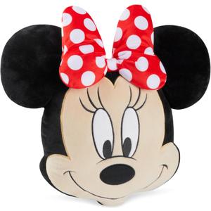 Disney Stitch 3D Plush Cushions for Bed Travel, Cute Cuddle Pillow Stuffed Character Pillow, Bedroom Accessories, Room Decor, Gifts for Kids (Black Minnie, L14.56 x W13.77)