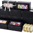 65 PCS Black Bakery Boxes with Window - 6.29x3.54x2.95 Inches Cookies, Cake, Pastries, Treat, Dessert Boxes - Small Gift Box for Party, Business(Black)