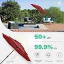 JEAREY 9FT 3 Tier Patio Umbrella Outdoor Market Umbrella Table Umbrellas with 8 Ribs 1.5 Pole Push Button Tilt and Crank UV Protection for Garden,Red