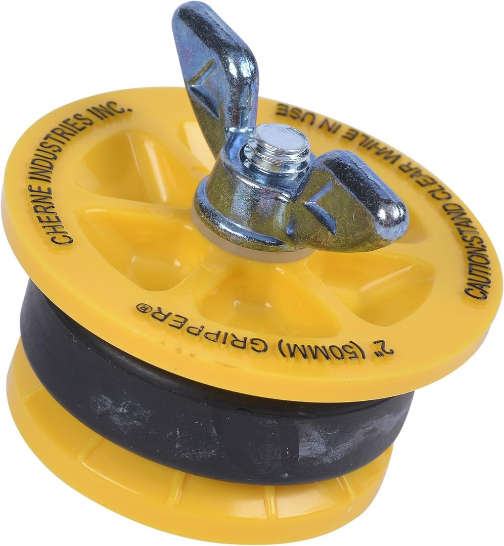 Cherne 270229 End-Of-Pipe Gripper Mechanical Test Plug, 2", Yellow (1 Count (Pack of 1))