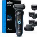 Braun Electric Shaver for Men, Series 5 5120s, Wet & Dry Shave, Turbo Shaving Mode, Foil Shaver, Engineered in Germany, with Beard Trimmer & Attachments, Blue (7 Piece Set)