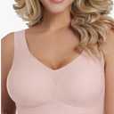 Wireless Bras for Women, Seamless Full Coverage Comfortable Soft V Neck No Underwire Support Push Up Everyday Bra Size L