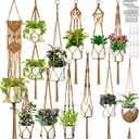 Hoteam 12 Pcs Macrame Plant Hangers Macrame Hanging Planters for Indoor Plants Handmade Boho Hanging Baskets Flower Pots Holder for Outdoor Home Wall Decor (Brown)