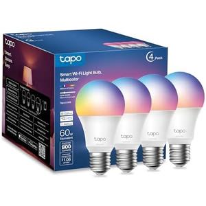 Tapo TP-Link Smart Light Bulbs, 16M Colors RGBW, Dimmable, Compatible with Alexa and Google Home, A19, 60W Equivalent, 800LM CRI>90, 2.4GHz WiFi only, No Hub Required, L530E(3Pack)