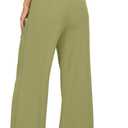 FUNYYZO Wide Leg Pants Women's High Elastic Waisted in The Back Business Work Trousers Long Straight Suit Pants (Green, S)