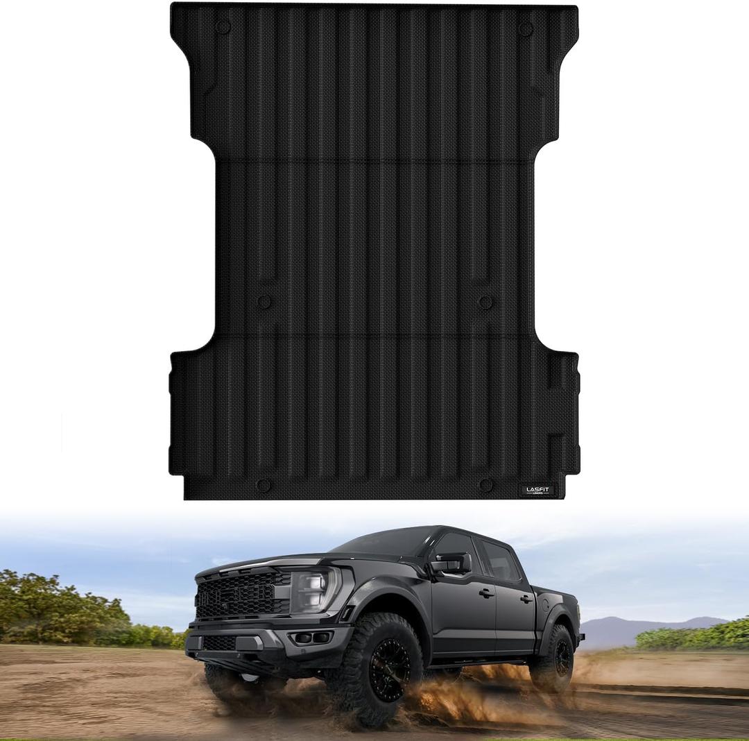 LASFIT 6.5FT Bed Mat for Ford F-150 2015-2023(Not for Pro Access Tailgate or Bed w/Side Storage) Custom Fit All Weather Protector Durable TPE 78.9in Truck Bed Liner Easy Clean- Black