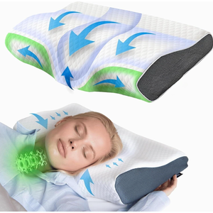 Memory Foam Cervical Neck Pillow. Ergonomic Pillow for Sleeping, Snoring