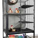 X-Large 31"x18.5"x53.5"H Deluxe Double Unit 4-Tiers Tight 1/2-Inch Bar Spacing Large Front Doors Water Bottle Food Bowl Feisty Ferret Hammock Squirrel Chinchilla Rat Small Animal Critter Rolling Cage