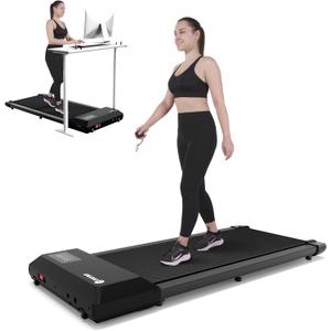 DeerRun Walking Pad 2 in 1 Under Desk Treadmill, 2.5HP Low Noise Walking Pad Running Jogging Machine with Remote Control for Home Office, Lightweight Portable Desk Treadmill Installation Free