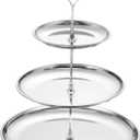 Uxcell 1 Set 3-Tier Cupcake Stand Holder, Round Tiered Serving Tray Stainless Steel Cup Cake Stand for Dessert Fruit Table Birthday Party Decoration Display, Silver